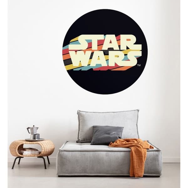 Väggdekal i digitalt papper Foto på non-woven Star Wars-logotyp 125 x 125 cm Gigantisk rund klistermärke