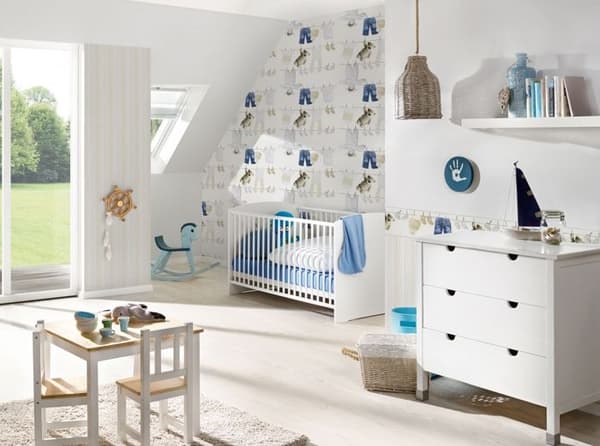 Non-woven tapet - A.S. CREATION - Little Stars frans - Djurmönster - 17 cm x 5 m - Tvättbar