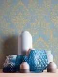 Miniatyrbild 4 av 6: A.S. Creation Metallic Silk 306595 non-woven tapet barock 0.53 m x 10.05 m blå