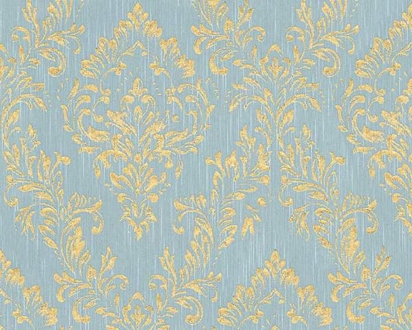 A.S. Creation Metallic Silk 306595 non-woven tapet barock 0.53 m x 10.05 m blå