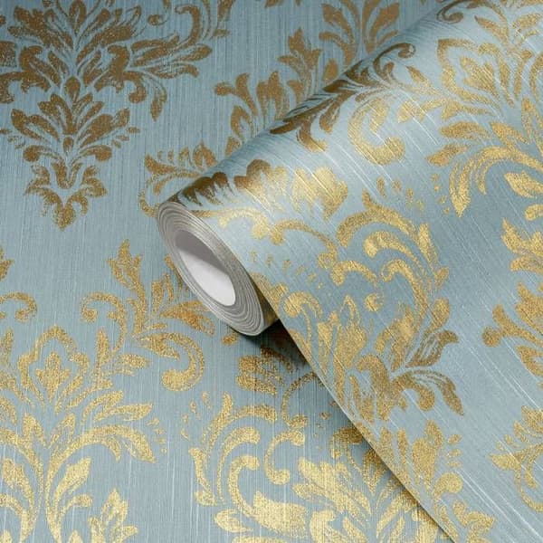 A.S. Creation Metallic Silk 306595 non-woven tapet barock 0.53 m x 10.05 m blå