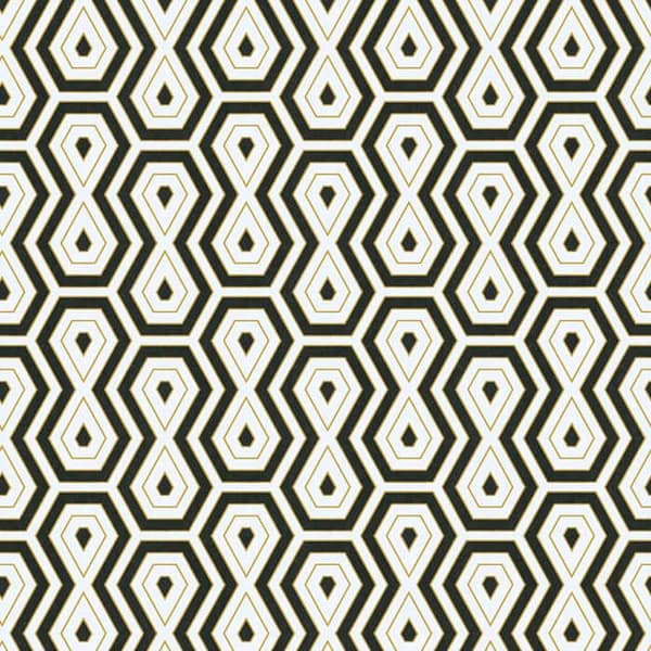 Vintage Tapet M1-No.537 Guld Svart Retro Geometriskt Tapet