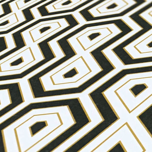Vintage Tapet M1-No.537 Guld Svart Retro Geometriskt Tapet