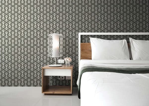 Vintage Tapet M1-No.537 Guld Svart Retro Geometriskt Tapet
