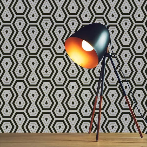 Vintage Tapet M1-No.537 Guld Svart Retro Geometriskt Tapet