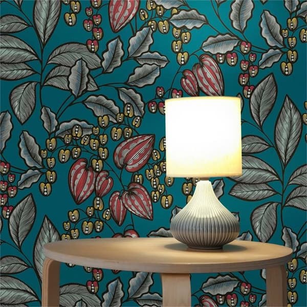 Papper Tapet Skog och Löv Camilla M1-No.563 Blå Gul Tapet blommor