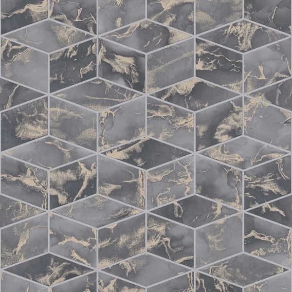 Grafiskt Tapet Domenico M1-No.619 Grå Guld Geometrisk Tapet