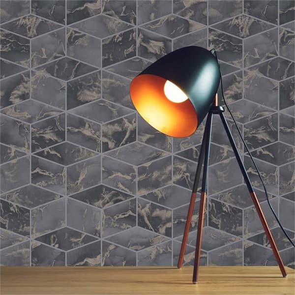 Grafiskt Tapet Domenico M1-No.619 Grå Guld Geometrisk Tapet