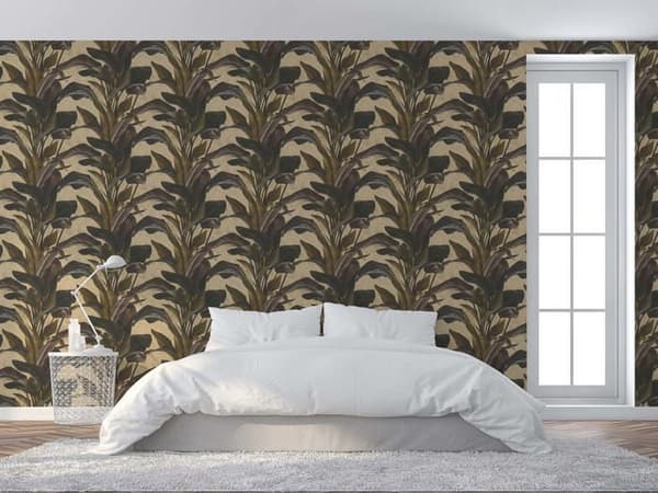 Tapet Skog och Löv M1-No.616 Guld Brun Blommigt Tapet