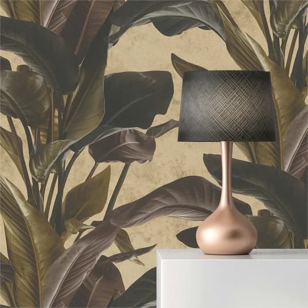 Tapet Skog och Löv M1-No.616 Guld Brun Blommigt Tapet