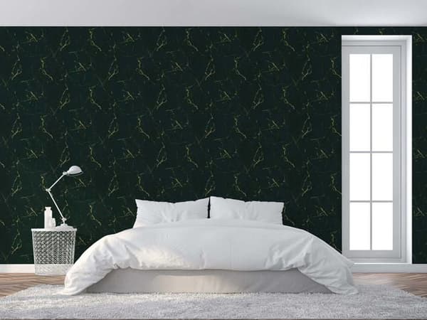 Papper med marmorutseende Rachele M1-No.602 Non-woven tapet Grön Guld