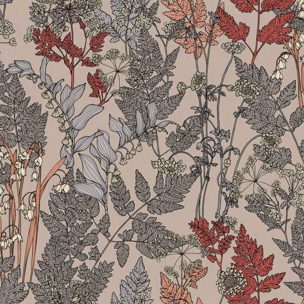 Papper Tapet Skog och Löv Camilla M1-No.561 Beige Grå Blommor Tapet