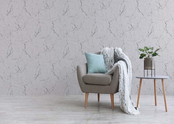 Marble Look Wallpaper Rachele M1-No.603 Non-woven Wallpaper Vit Grå
