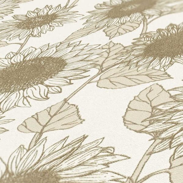 Tapet Blommor M1-No.525 Beige Vit Blommigt Tapet