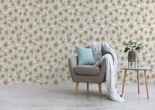 Tapet Blommor M1-No.525 Beige Vit Blommigt Tapet