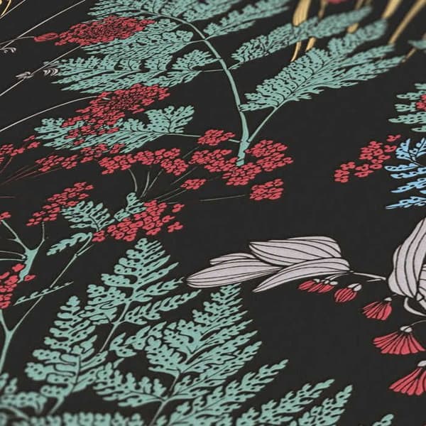 Papier Peint Skog och Blad Camilla M1-No.560 Svart Färgglad Tapet Blommor