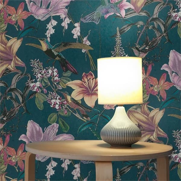 Tapet Djur Adriano M1-No.529 Blå Gul Blomtapet Kolibri
