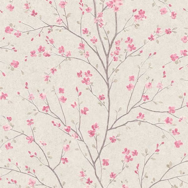 Tapet Skog och Löv M1-No.643 Rosa Vit Blomtapet