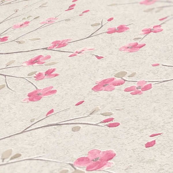 Tapet Skog och Löv M1-No.643 Rosa Vit Blomtapet