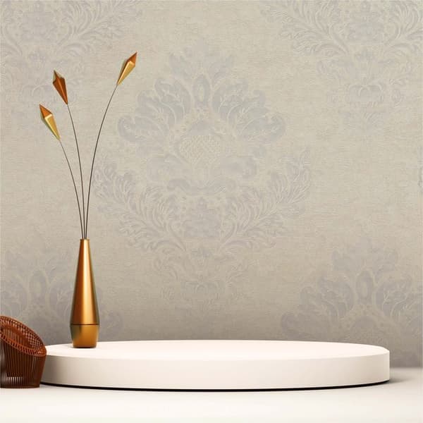 Barocktapet Gioele M1-No.637 Vit Silver Klassiska Ornamenter