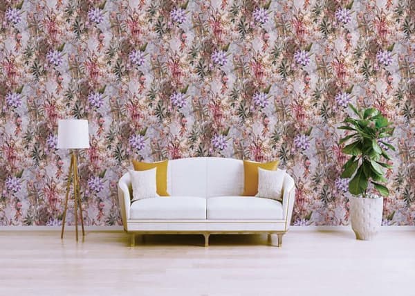Tapet Blommor M1-No.784 Non-woven tapet Lila Beige Blommig Floral
