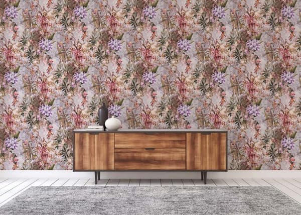 Tapet Blommor M1-No.784 Non-woven tapet Lila Beige Blommig Floral