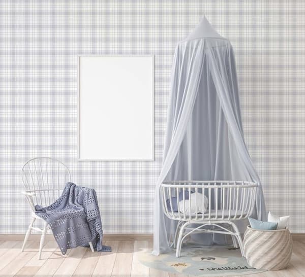 Tapet Barnrum M1-No.730 Beige Grå Rutigt Geometriskt