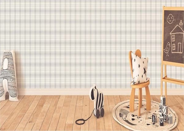 Tapet Barnrum M1-No.730 Beige Grå Rutigt Geometriskt