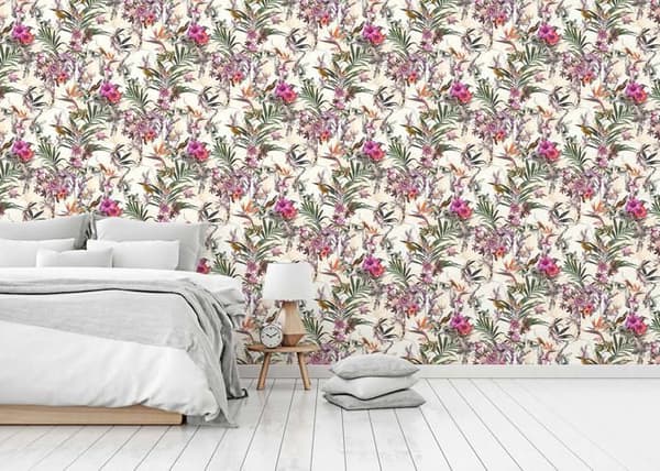 Tapet Djur M1-No.792 Non-vävd tapet Grön Beige Blommor Dschungel