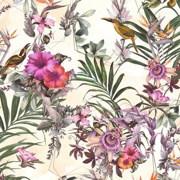 Tapet Djur M1-No.792 Non-vävd tapet Grön Beige Blommor Dschungel