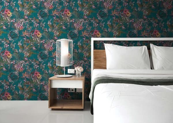 Tapet Djur M1-No.789 Non-vävt tapet Blå Grön Blommigt Dschungel