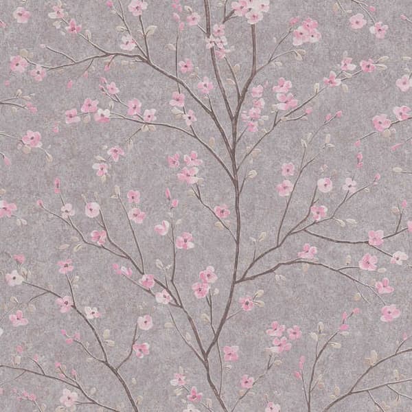 Tapet Skog och Löv M1-No.644 Grå Rosa Blommigt Tapet