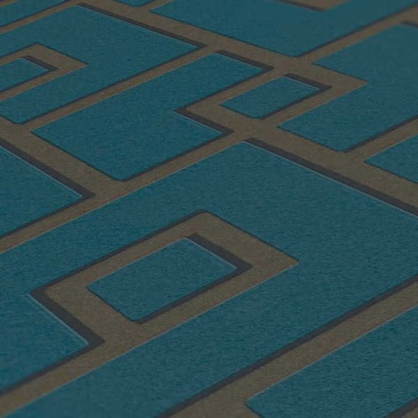Grafiskt Tapet Domenico M1-No.666 Grön Guld Geometrisk Tapet