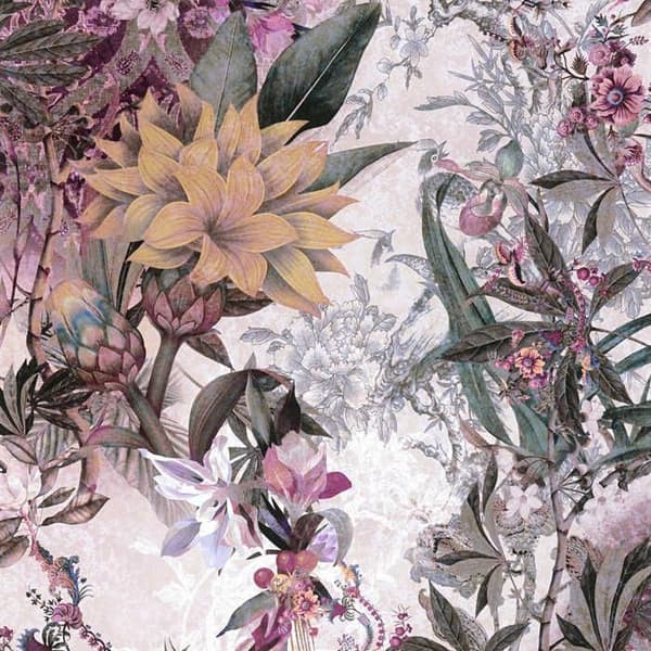 Tapet Blommor M1-No.786 Non-woven tapet Lila Vit Blommig Floral