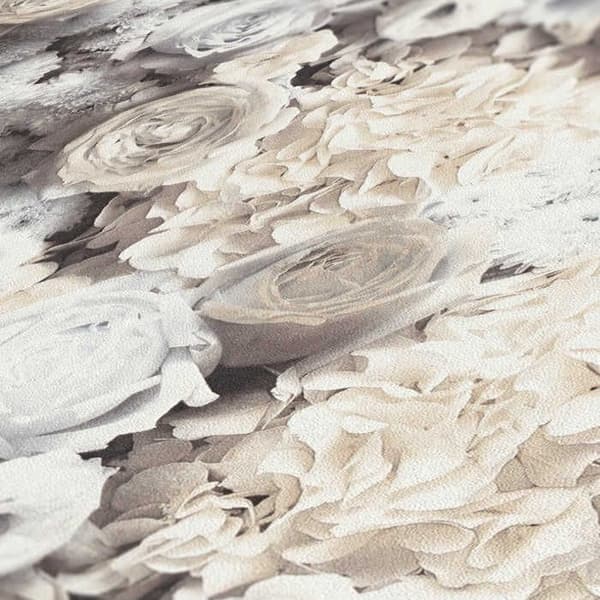 "Papper Tapet Blommor M1-No.684 Non-woven tapet Grå Beige Hem Floral"