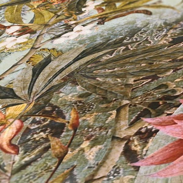 Papper Tapet Dungel Camilla M1-No.782 Grön Rosa Blommor Floral