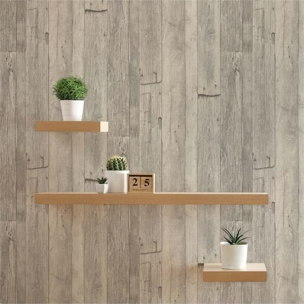 Papper Tapet Trä M1-No.916 Grå Beige Hem Tapet Träimitations