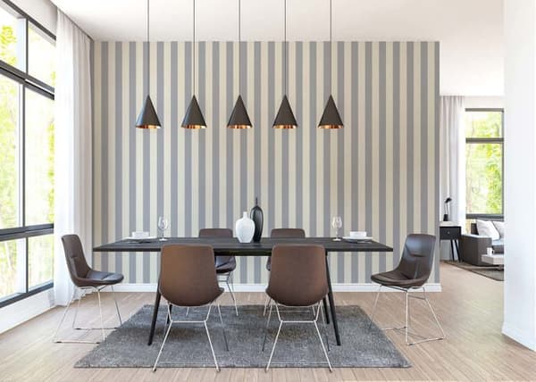 Tapet Ränder M1-No.593 Grå Vit Tapet Design