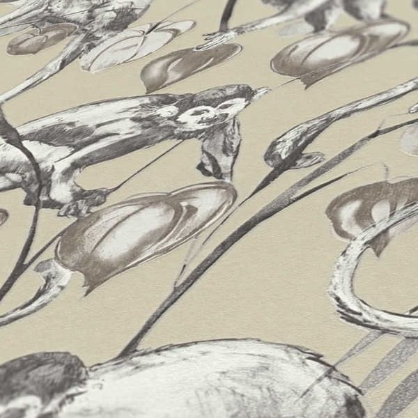 Djurtapet Gianni M1-No.662 | Non-woven tapet | Beige | Grå | Djungeloptik