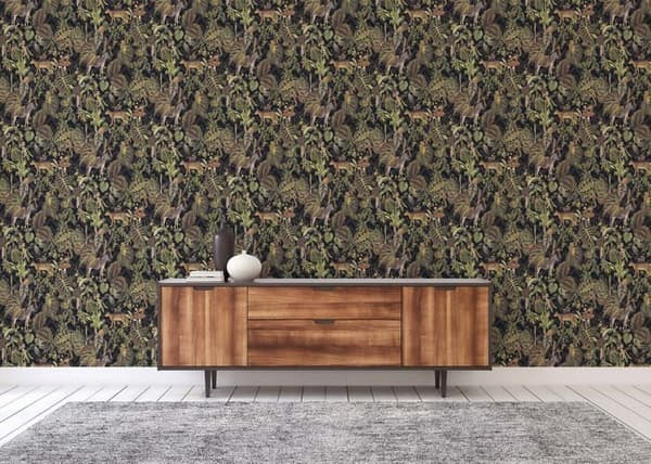 Djurtapet Gianni M1-No.672 | Non-woven tapet | Grön | Svart | Djungeloptik