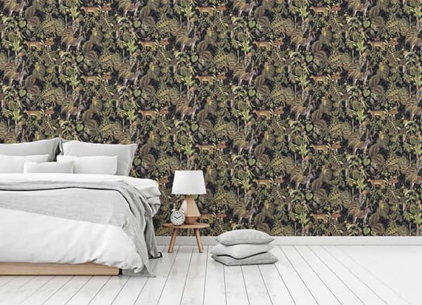 Djurtapet Gianni M1-No.672 | Non-woven tapet | Grön | Svart | Djungeloptik
