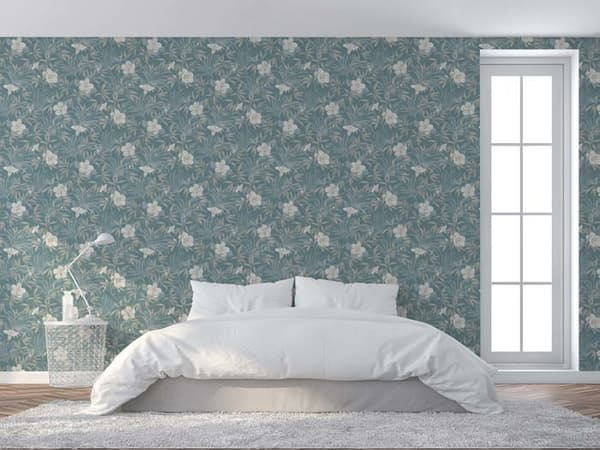 TADESSI tapet blommor Mario M1-No.694 non-woven beige blå tapet blommor floristisk vardagsrum sovrum kök