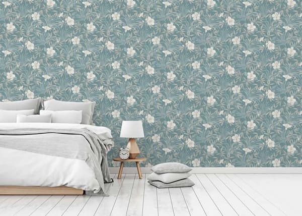 TADESSI tapet blommor Mario M1-No.694 non-woven beige blå tapet blommor floristisk vardagsrum sovrum kök