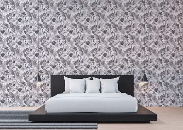 Tapet Blommor M1-No.774 Non-woven Tapet Grå Vit Blommig Floral