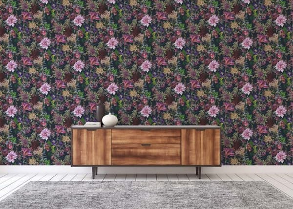 Tapet Dschungel Camilla M1-No.777 Grön Svart Blommig Floral