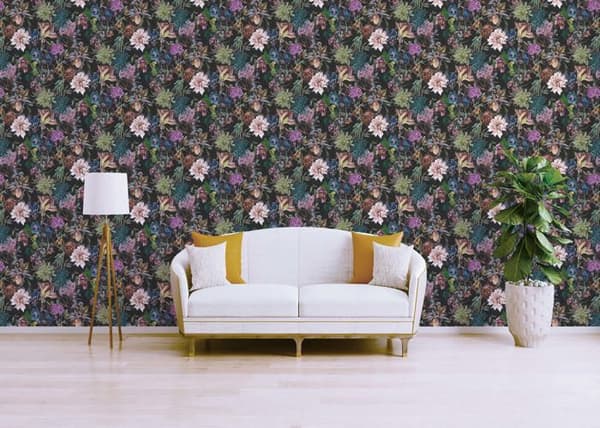 Tapet Blommor Mario M1-No.778 Non-woven tapet Svart Grön Blommig