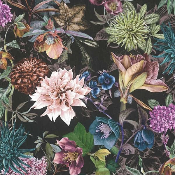 Tapet Blommor Mario M1-No.778 Non-woven tapet Svart Grön Blommig