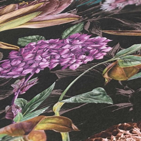 Tapet Blommor Mario M1-No.778 Non-woven tapet Svart Grön Blommig