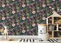 Miniatyrbild 2 av 5: Tapet Blommor Mario M1-No.778 Non-woven tapet Svart Grön Blommig