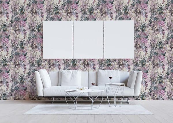 Tapet Blommor M1-No.785 Non-woven tapet Rosa Vit Blommig Floral